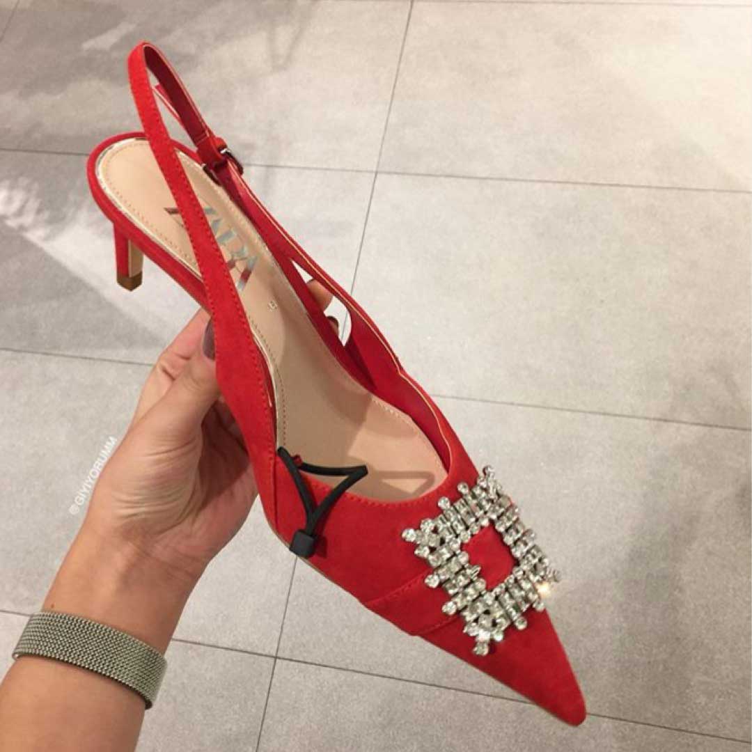 zara red slingbacks