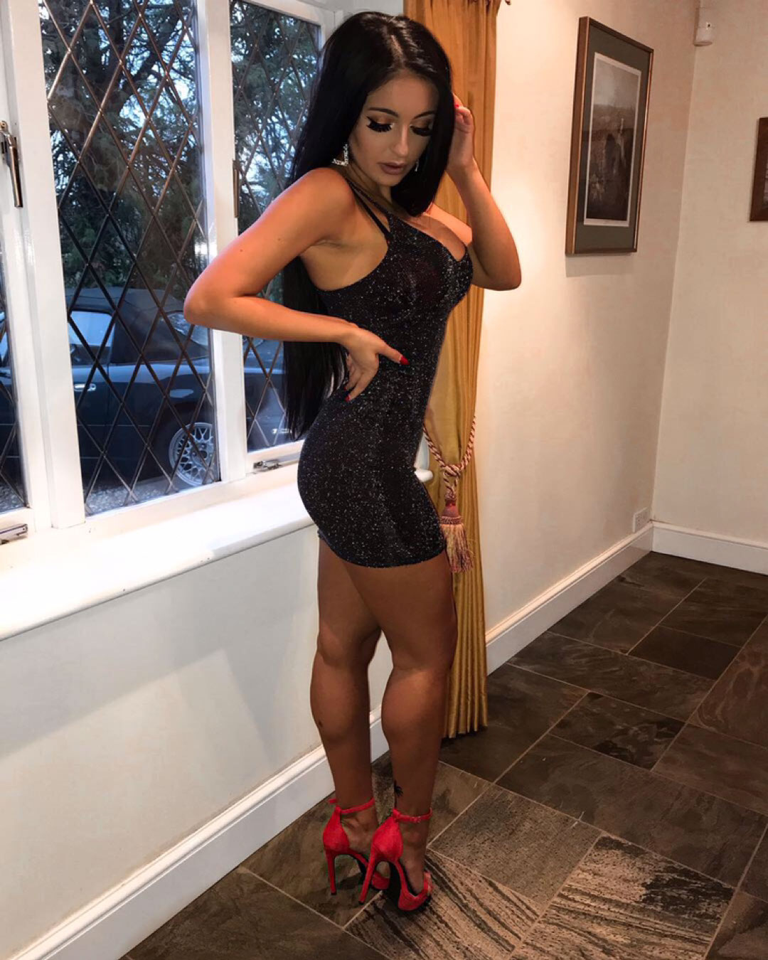 black strappy textured glitter bodycon dress